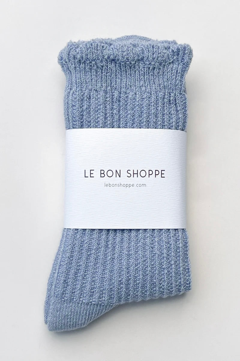 Linen Scallop Socks / Pale Blue