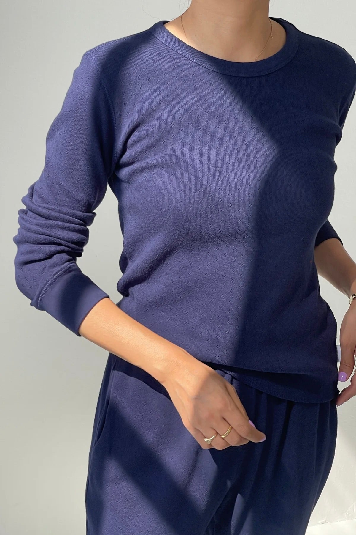 Le Bon Shoppe Pointelle Fundamental Tee / Navy