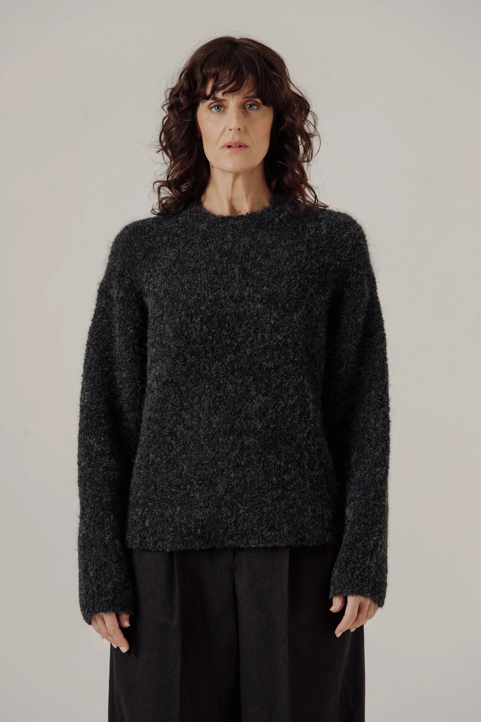 Bare Knitwear Colette Boucle Crewneck / Basalt