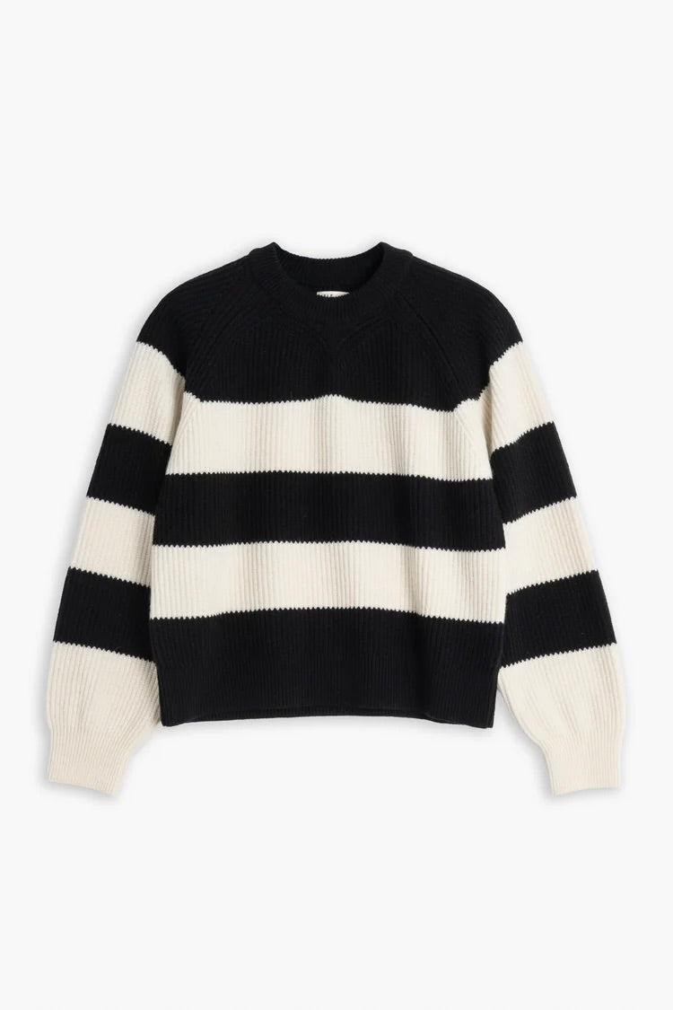 Girls of Dust Puddle Sweater / Off White + Black Stripe