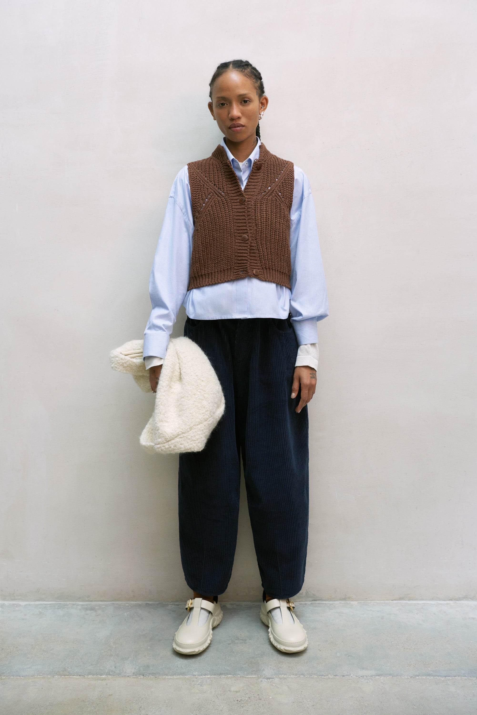 Cordera Cotton Cropped Waistcoat / Madera
