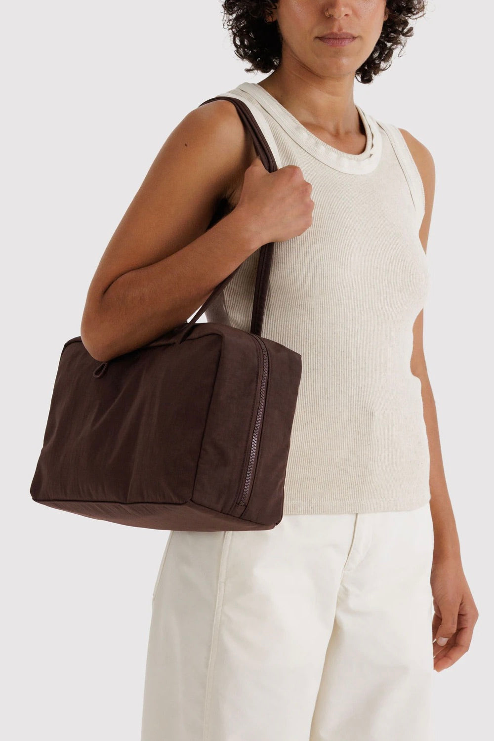 Baggu Medium Nylon Bowler Bag / Coffee