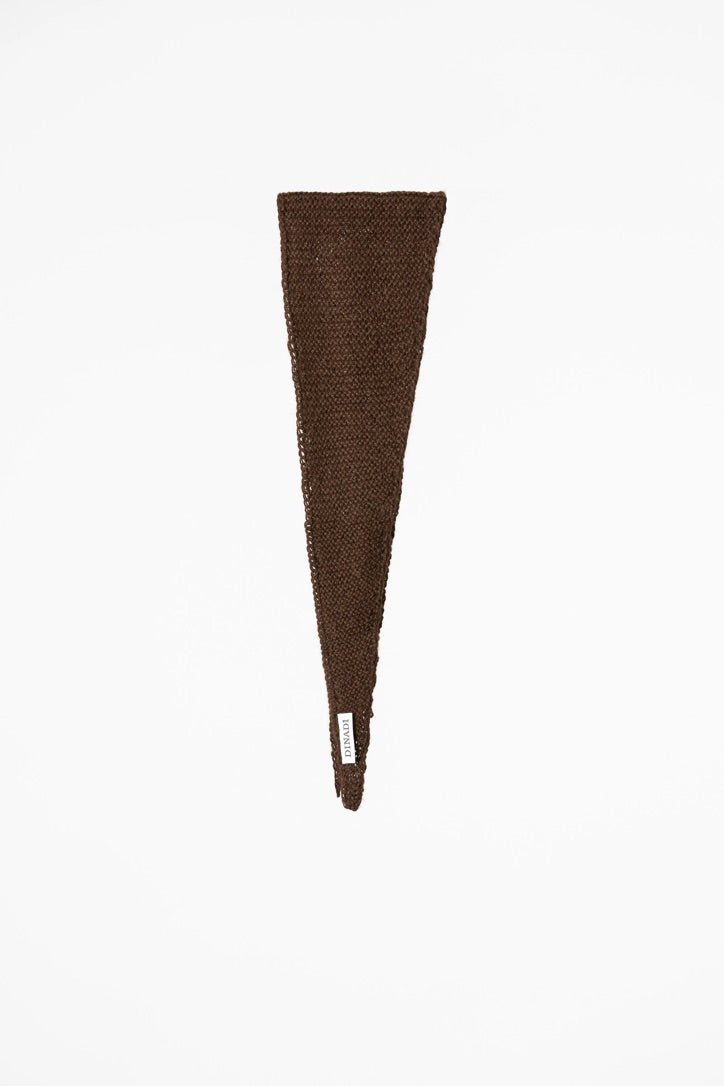 Dinadi Alpaca Handknit Garter Scarf / Coffee Brown