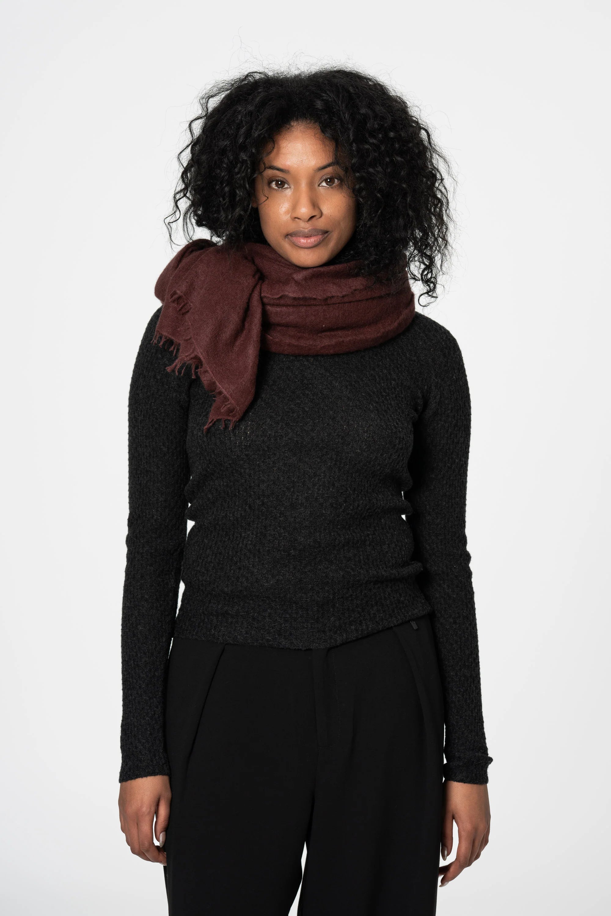 Dinadi Cashmere Felted Scarf / Merlot Red