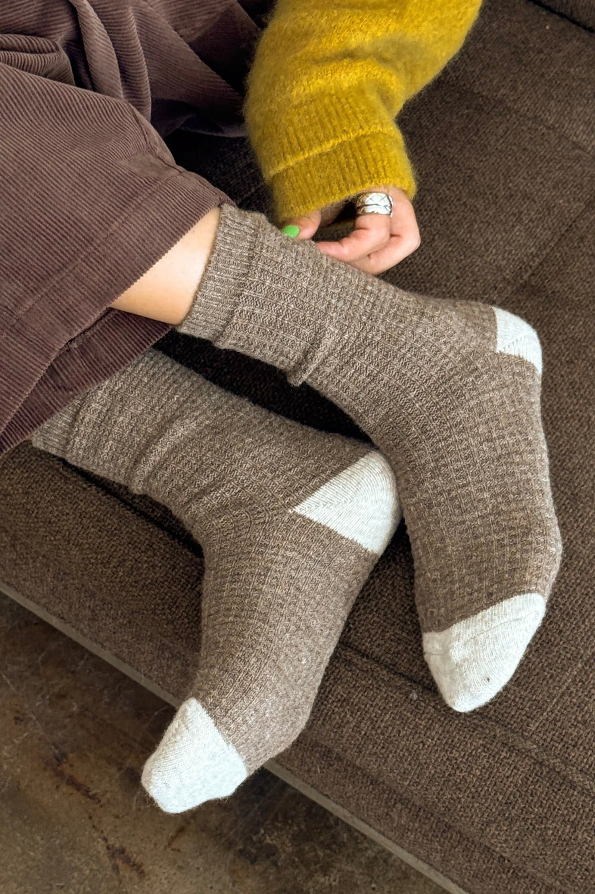 Le Bon Shoppe Wool Waffled Socks / Brown + Oatmeal