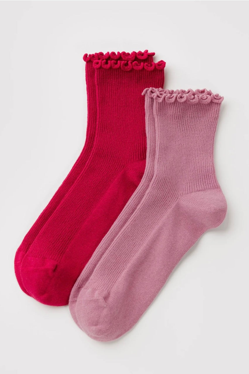 Baggu Lettuce Edge Sock / Wild Plum + Cherry