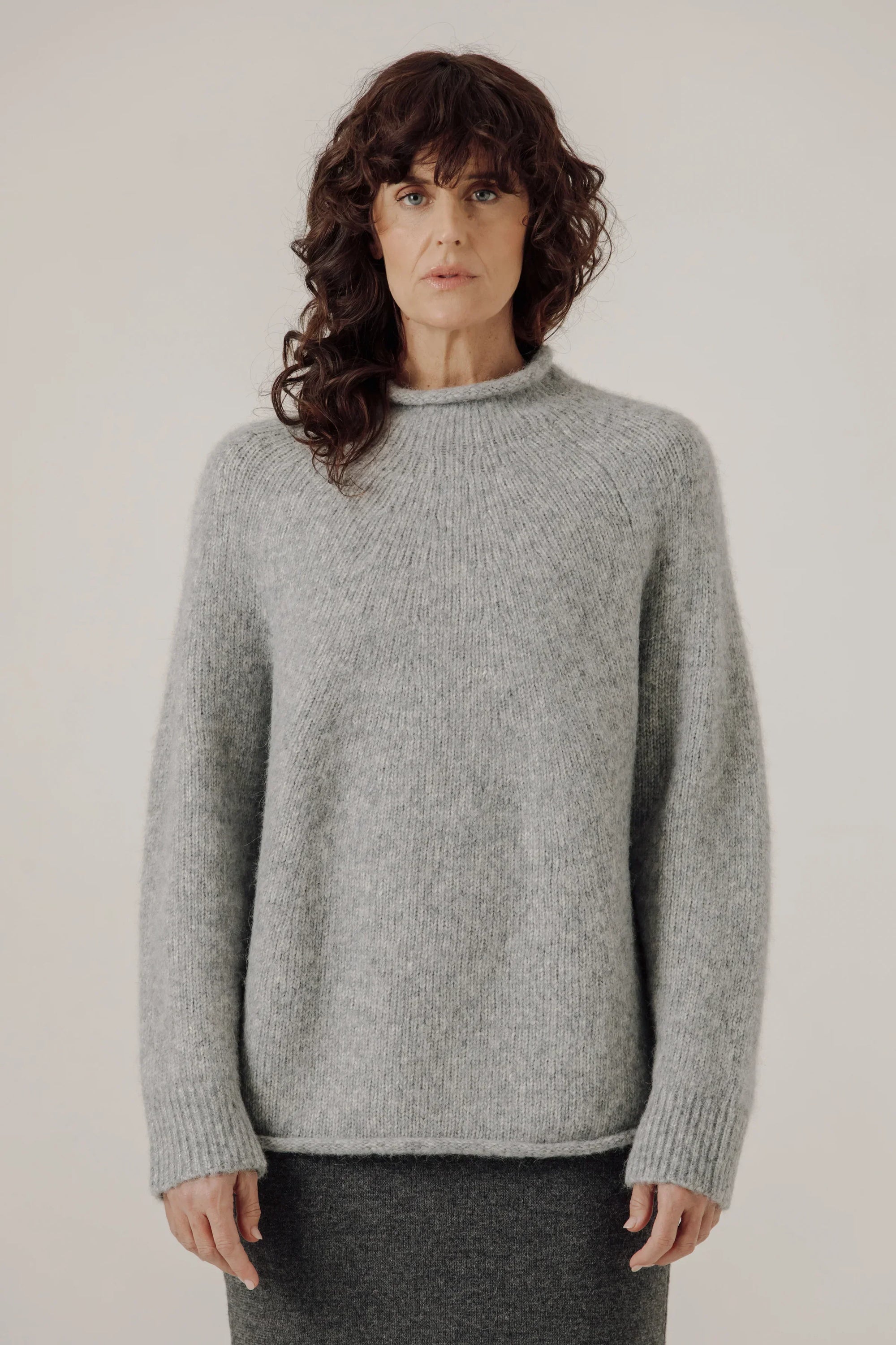 Bare Knitwear / Pop-Up / Handloom Rollneck Sweater / Chambray
