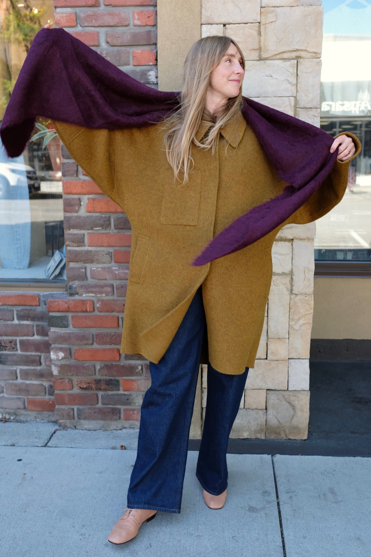 Atelier Delphine Suri Alpaca Hand Brushed Triangle Scarf / Burgundy