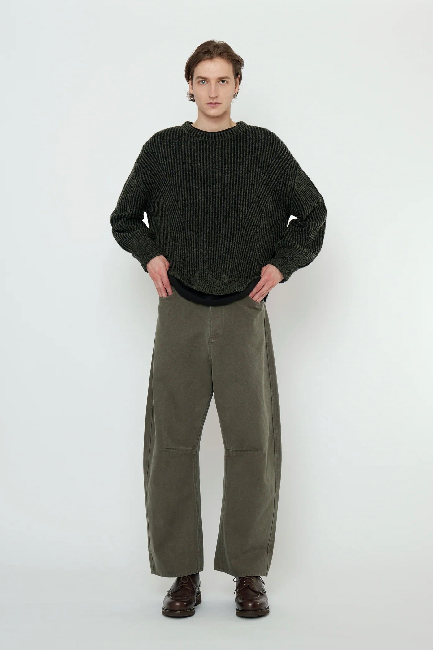 7115 by Szeki Striped Poet Sweater / Grey Black