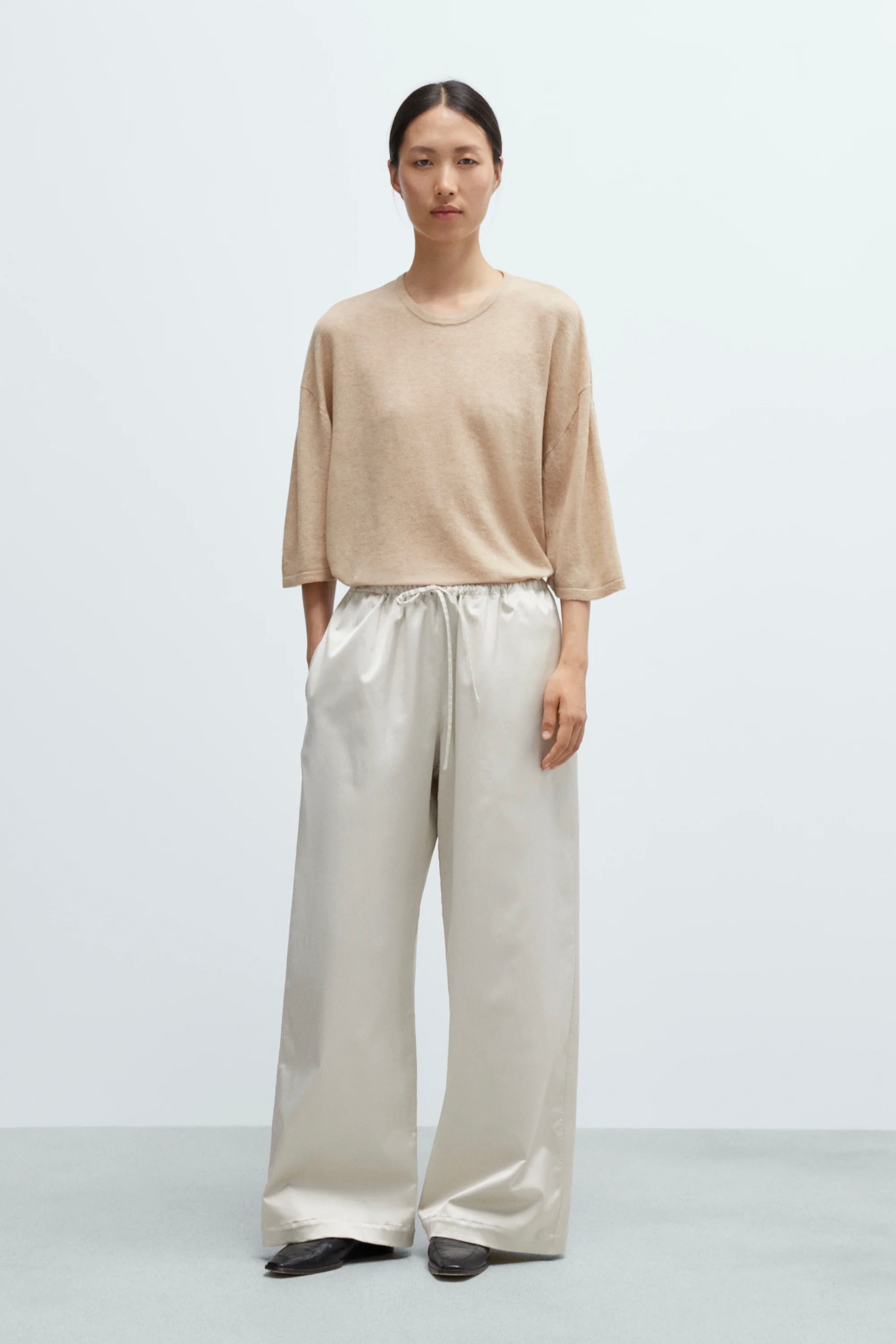 Cordera Satin Drawstring Pants / Perla