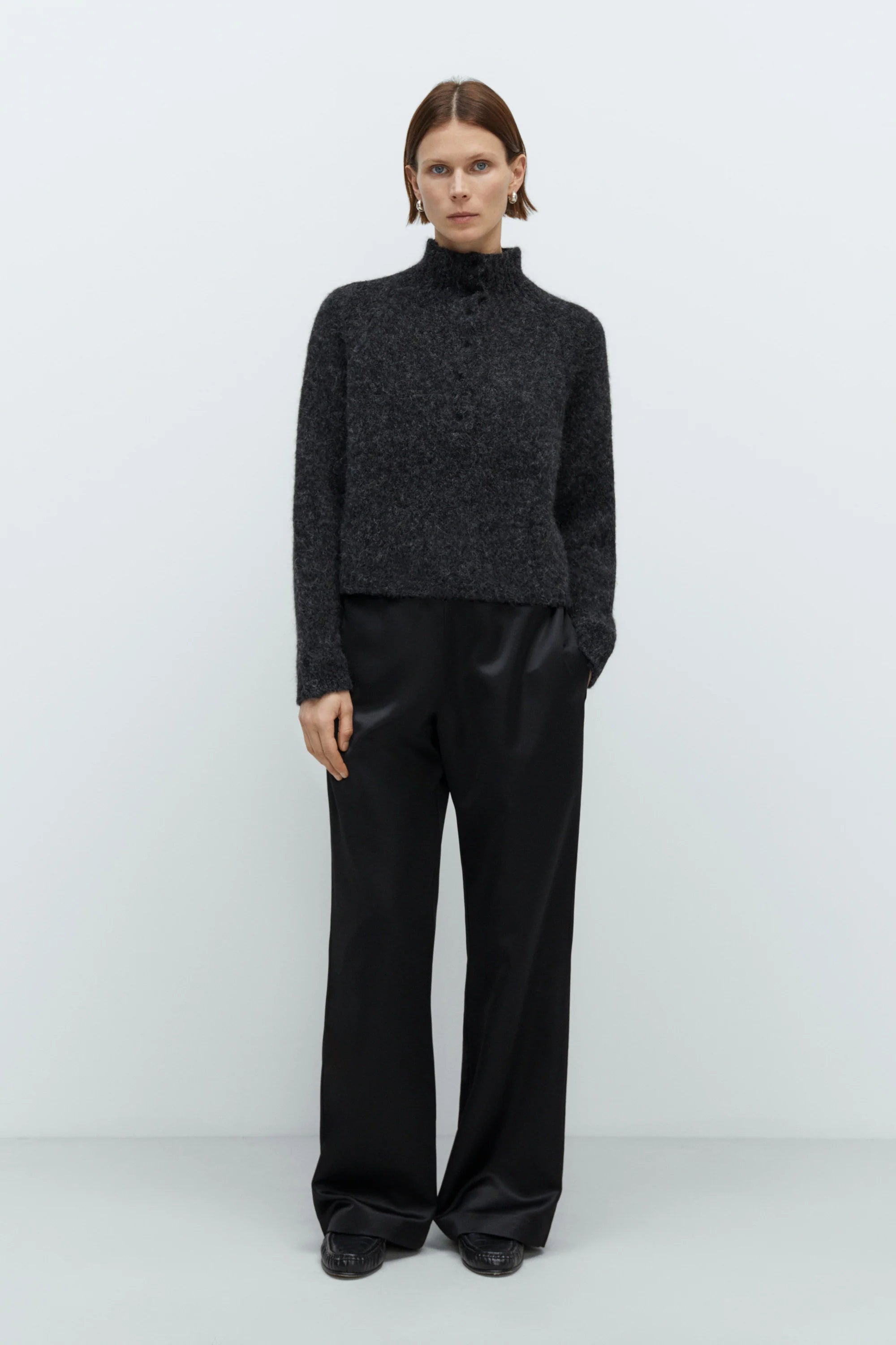 Cordera Baby Alpaca Polo Sweater / Anthracite