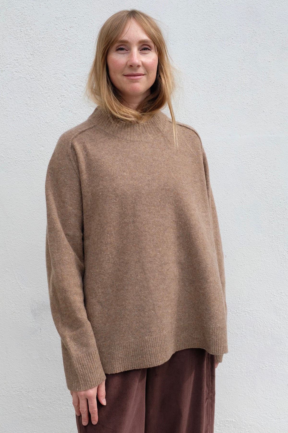 Roll Seam Sweater / Speckle Clay