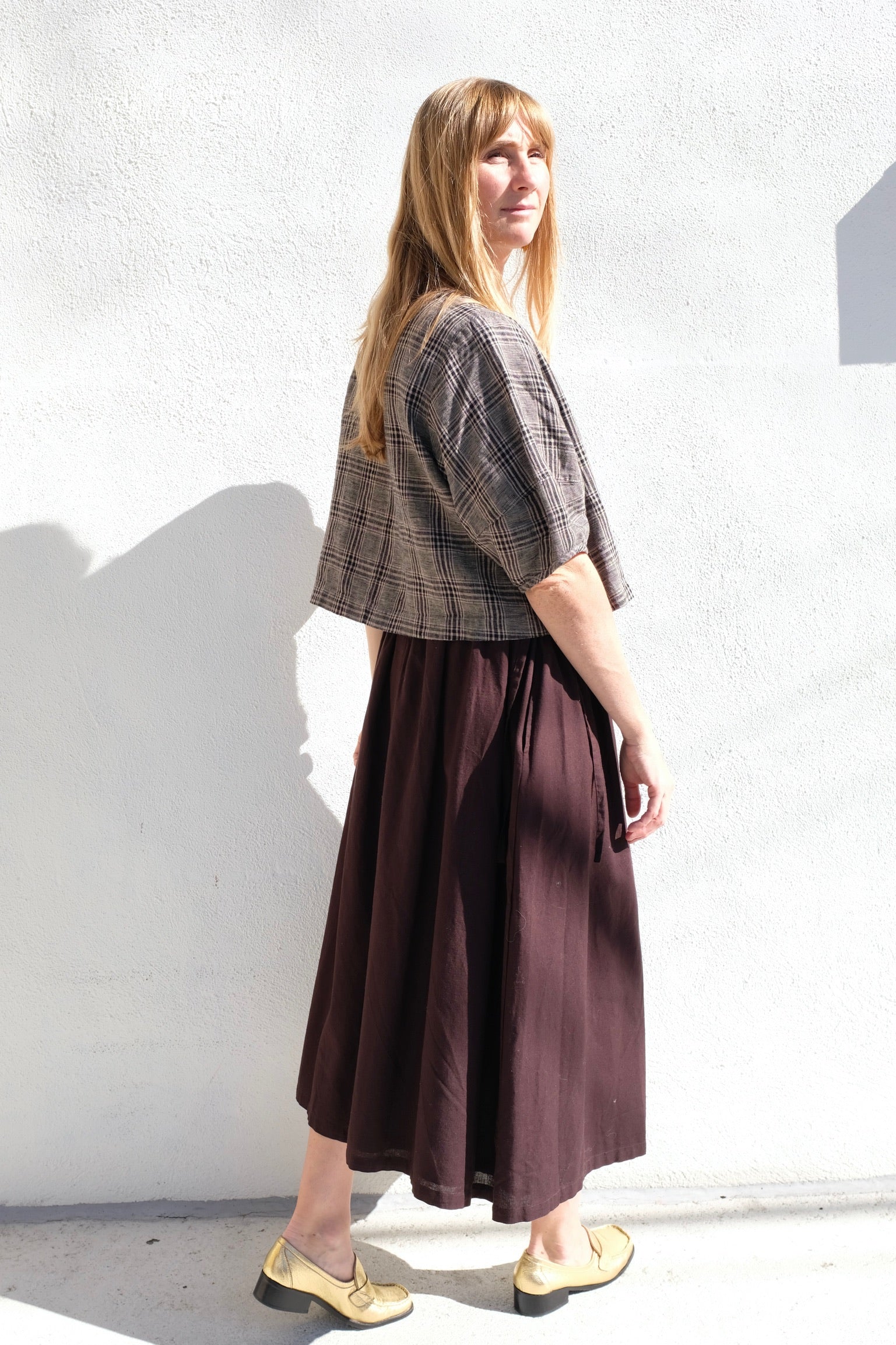 Gillian Stevens Blair Top / Grey Plaid