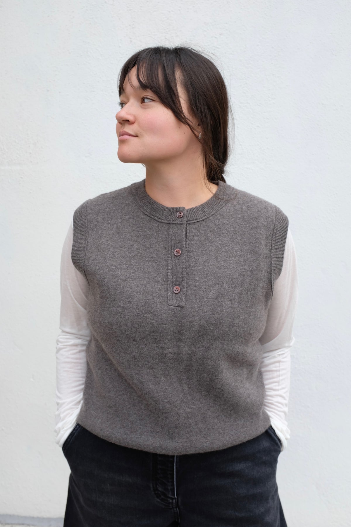 Aurel Double Cashmere Knit Vest / Mouse