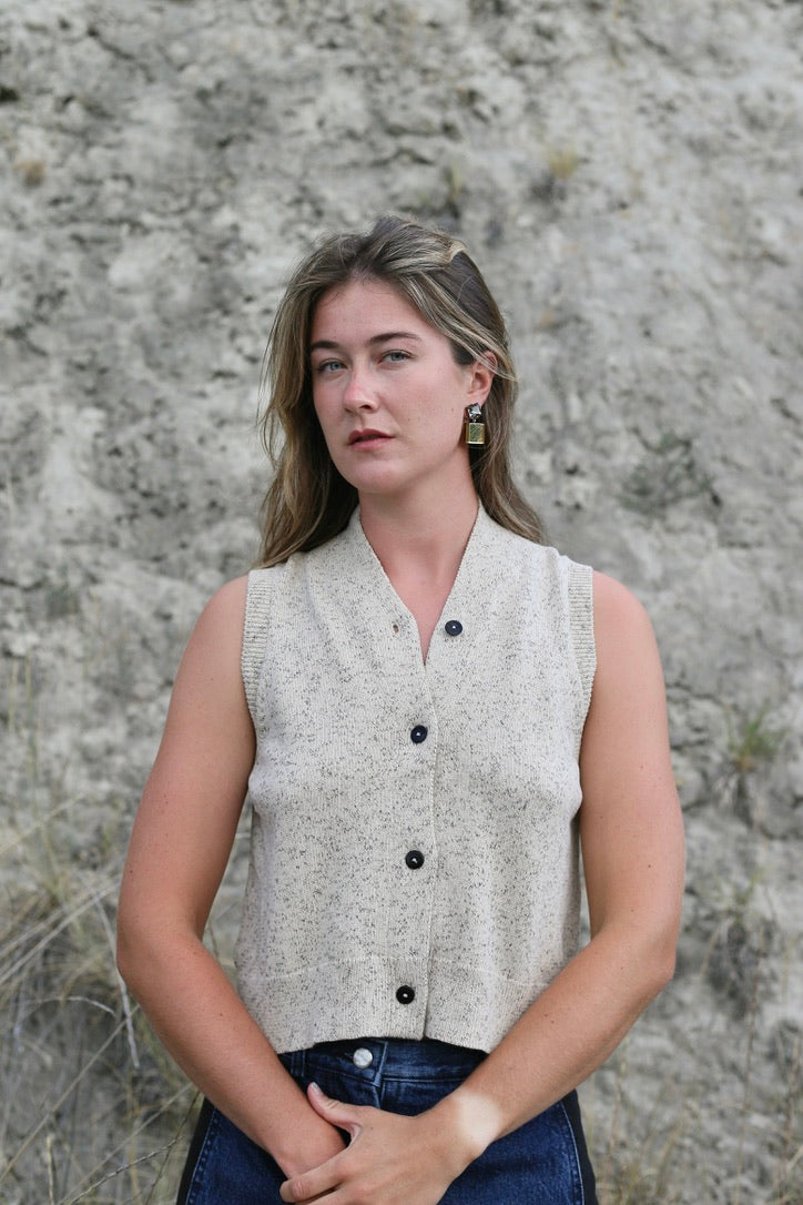 Cordera Flecked Cotton Vest / Natural