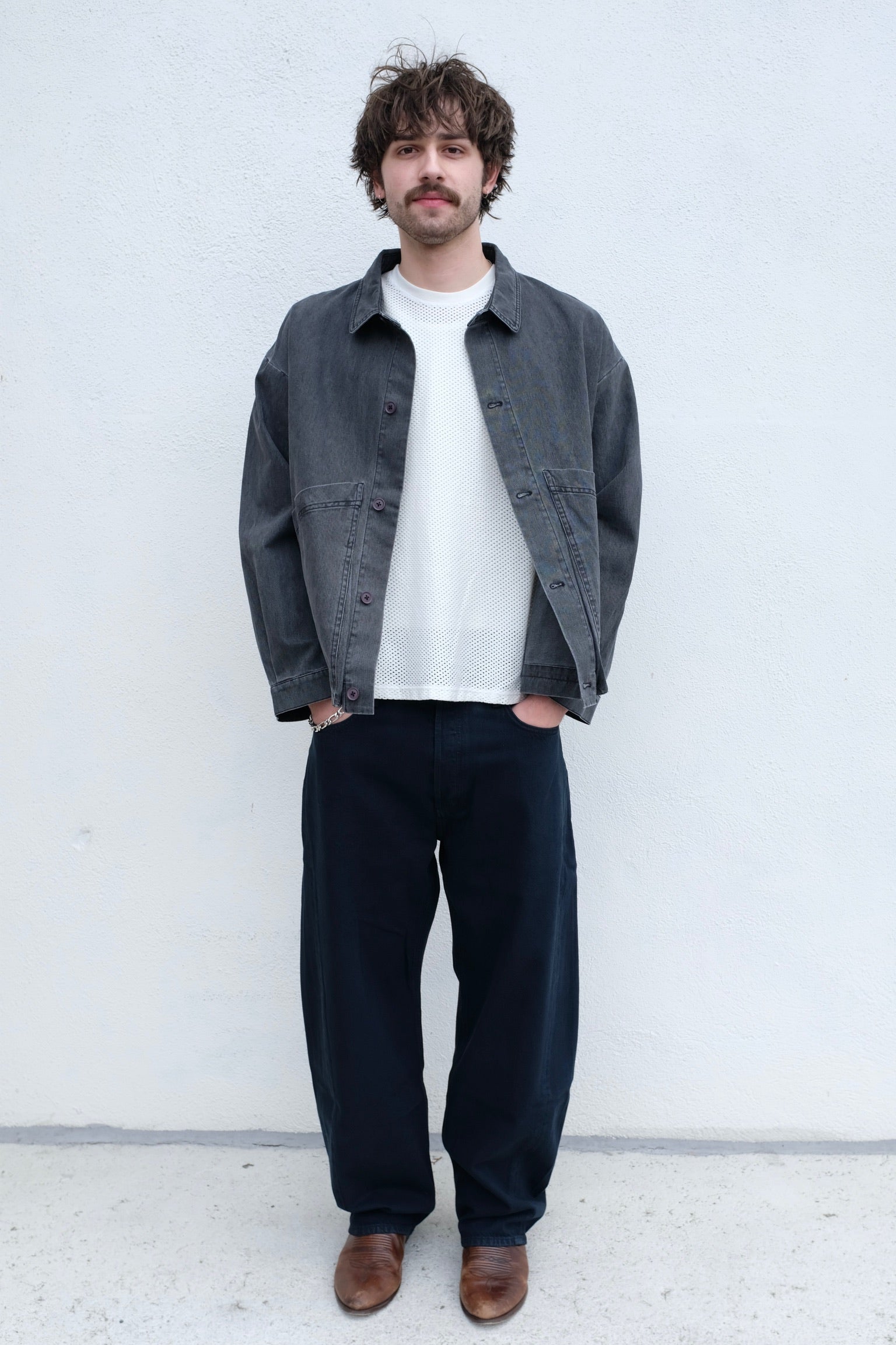 7115 by Szeki Signature Panel Pockets Jacket / Washed Black