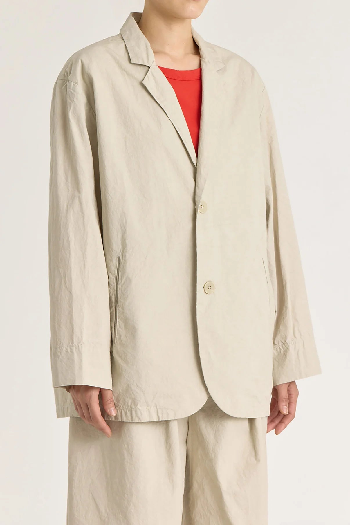 Black Crane Crinkled Blazer / Stone
