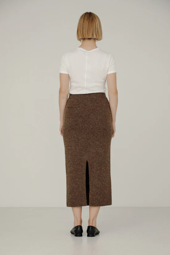 Bare Knitwear Nora Midi Skirt / Bark