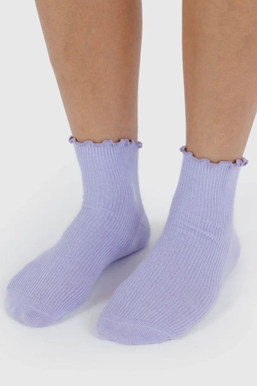 Baggu Lettuce Edge Sock / Lavender & Red