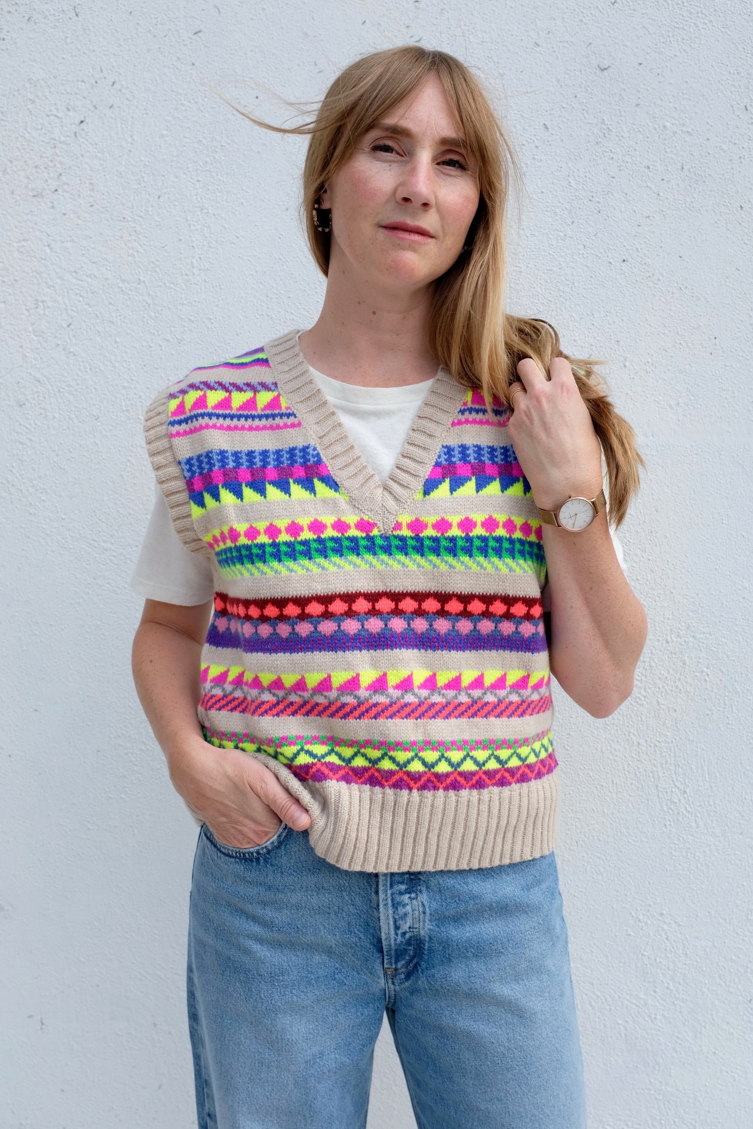 La Fetiche Keaton Sweater Vest / Multicolour Neon Fairies
