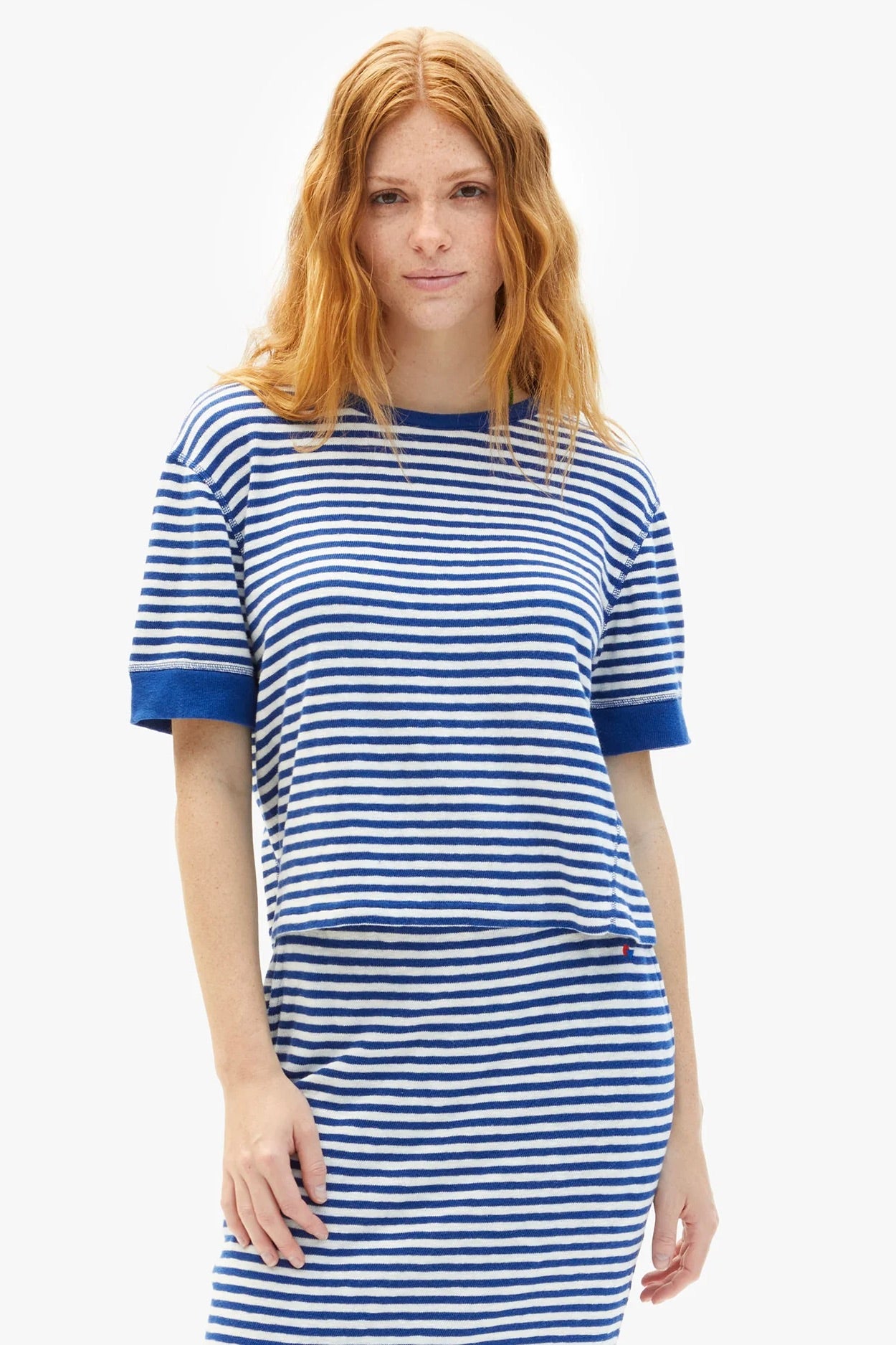 Clare V. Le Bateau Tee / Cobalt+Cream Stripe