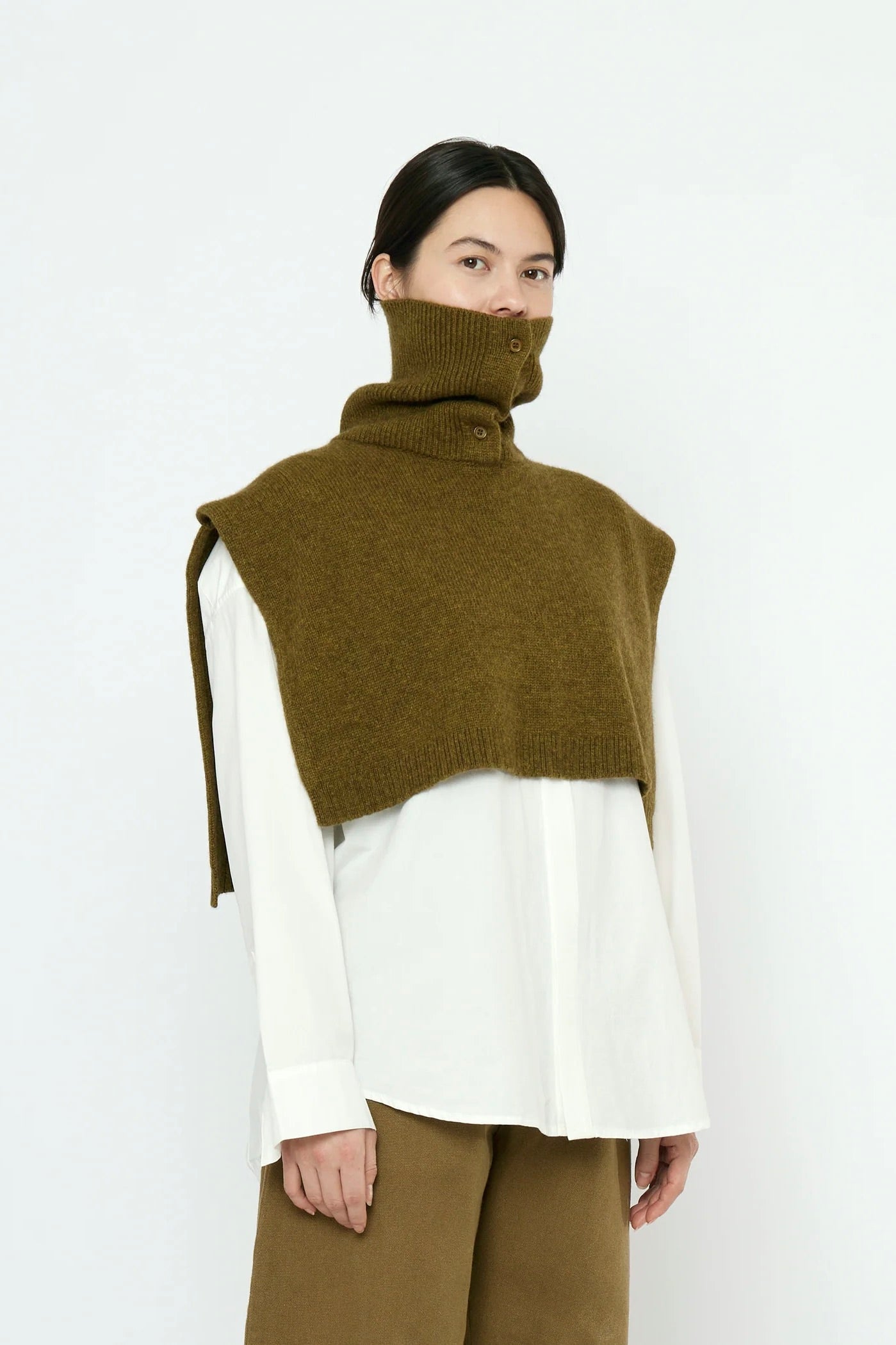 7115 by Szeki Knit Turtleneck Vest / Kelp