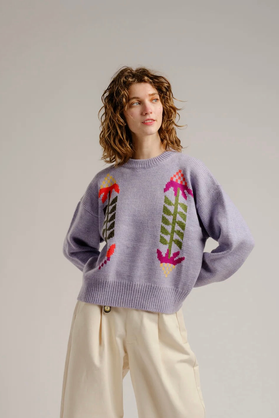 Degen Cone Flower Sweater / Lilac