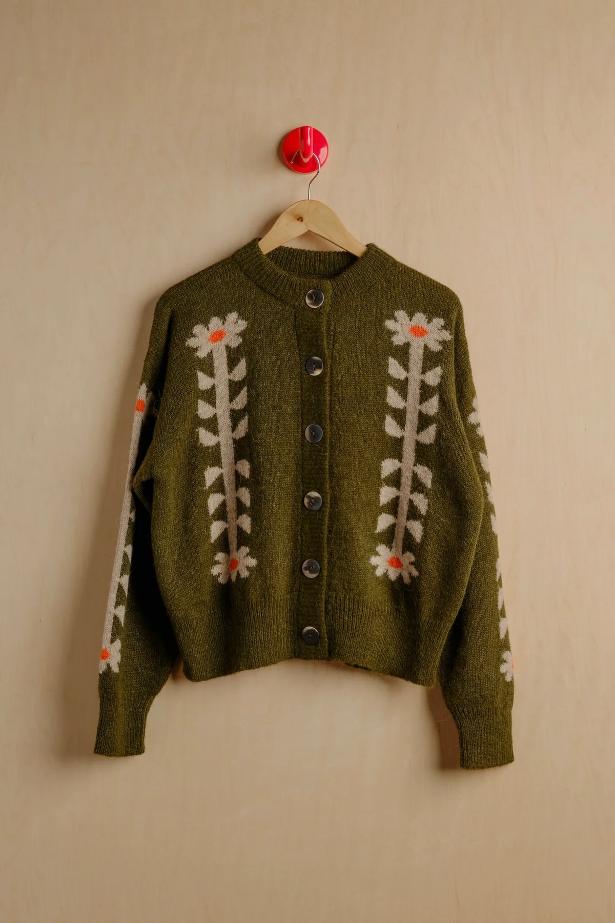 Flower Power Cardigan / Moss