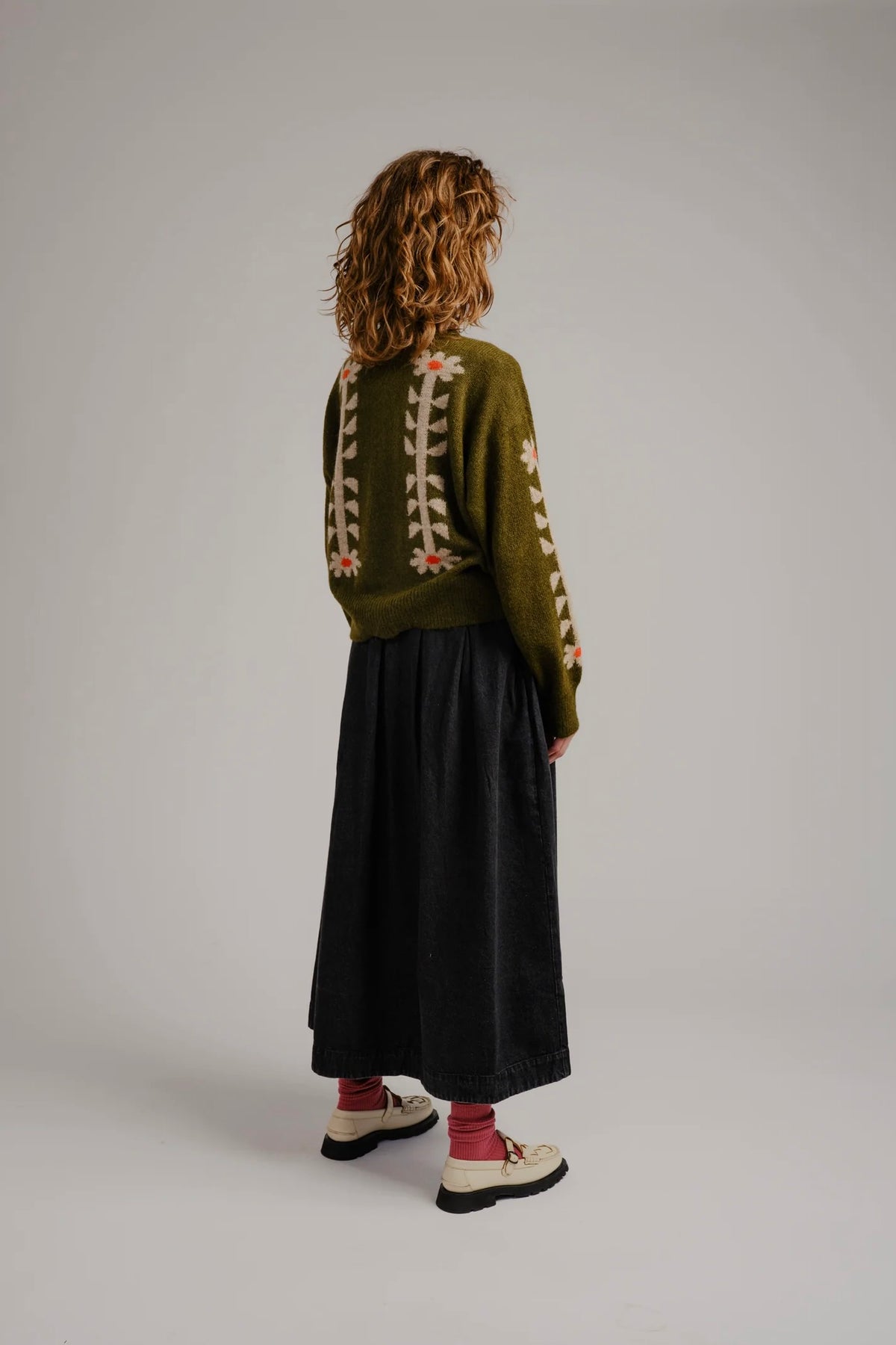 Flower Power Cardigan / Moss