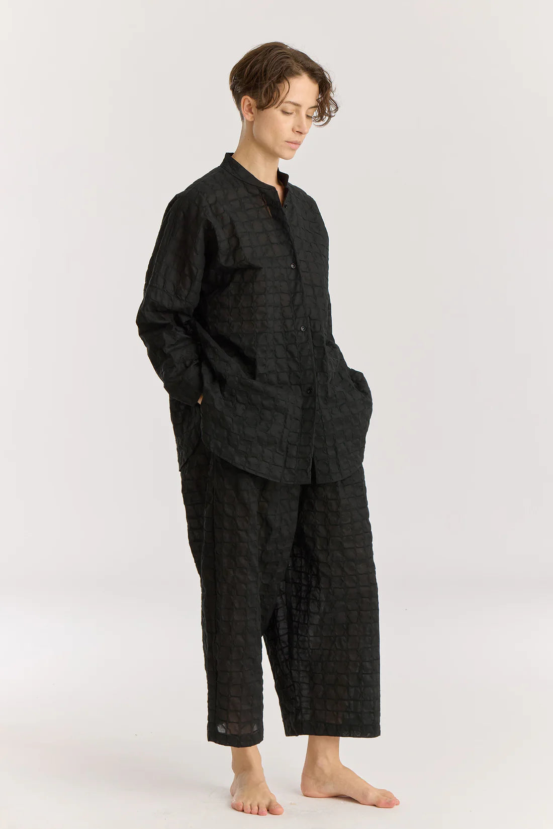 Black Crane Ripple Finish Shirt / Black