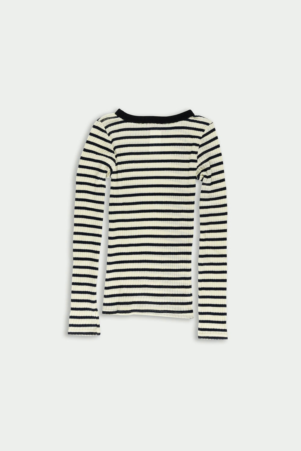 La Fetiche Jackie Raye Fine Ribbed Top / Ecru + Navy