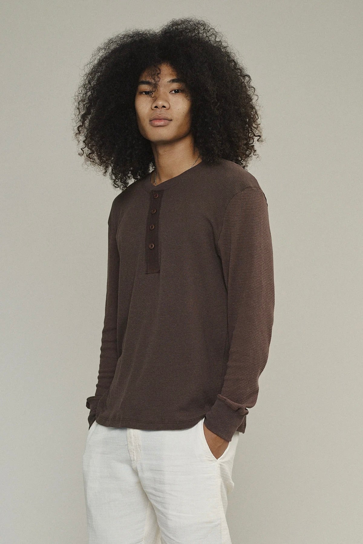 Jungmaven Owl Henley / Coffee Bean