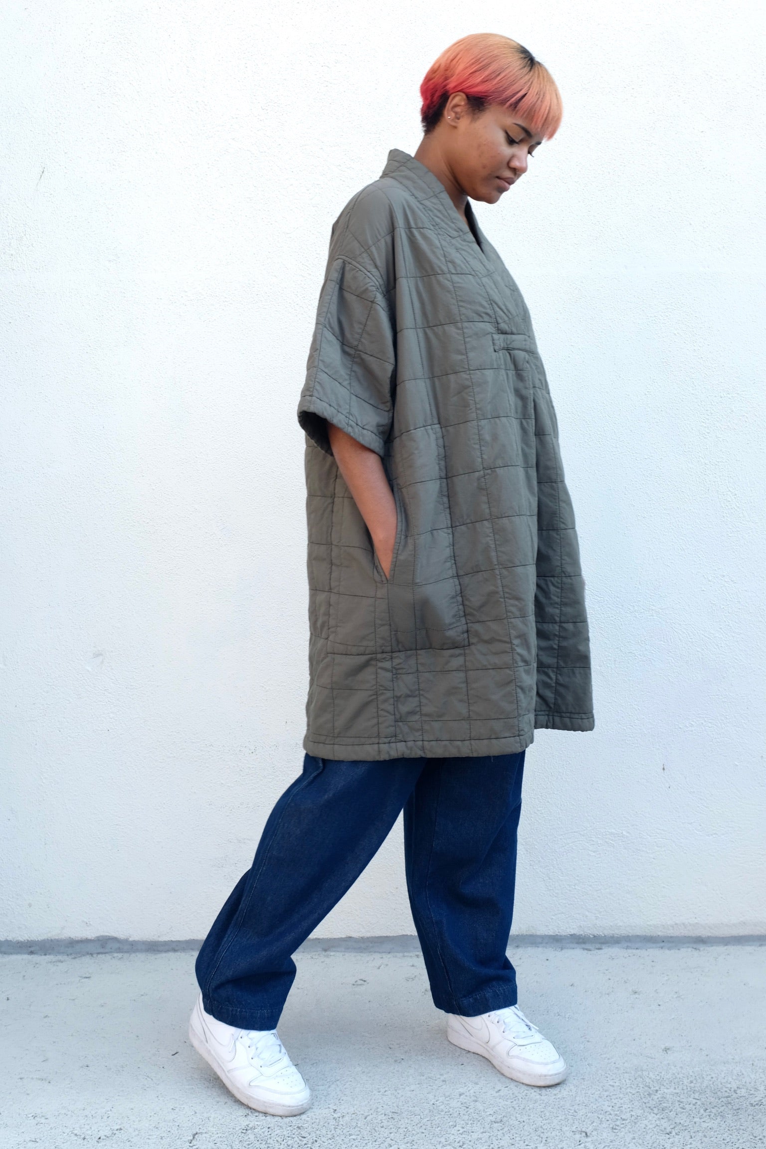 Girls of Dust Toku Dress Cotton Quilt / Dusty Green