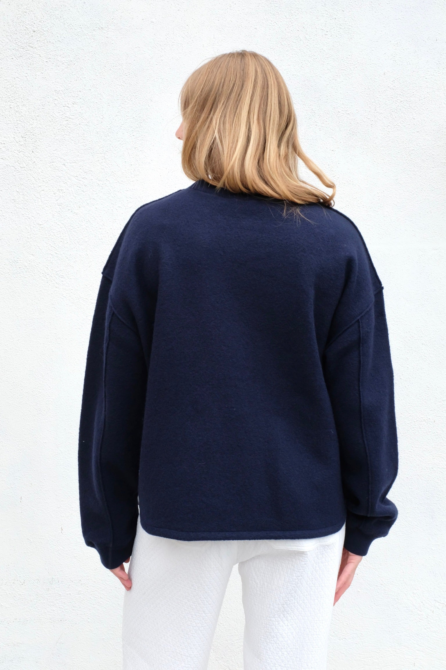 Szeki Boiled Wool Keepsake Sweater / Navy