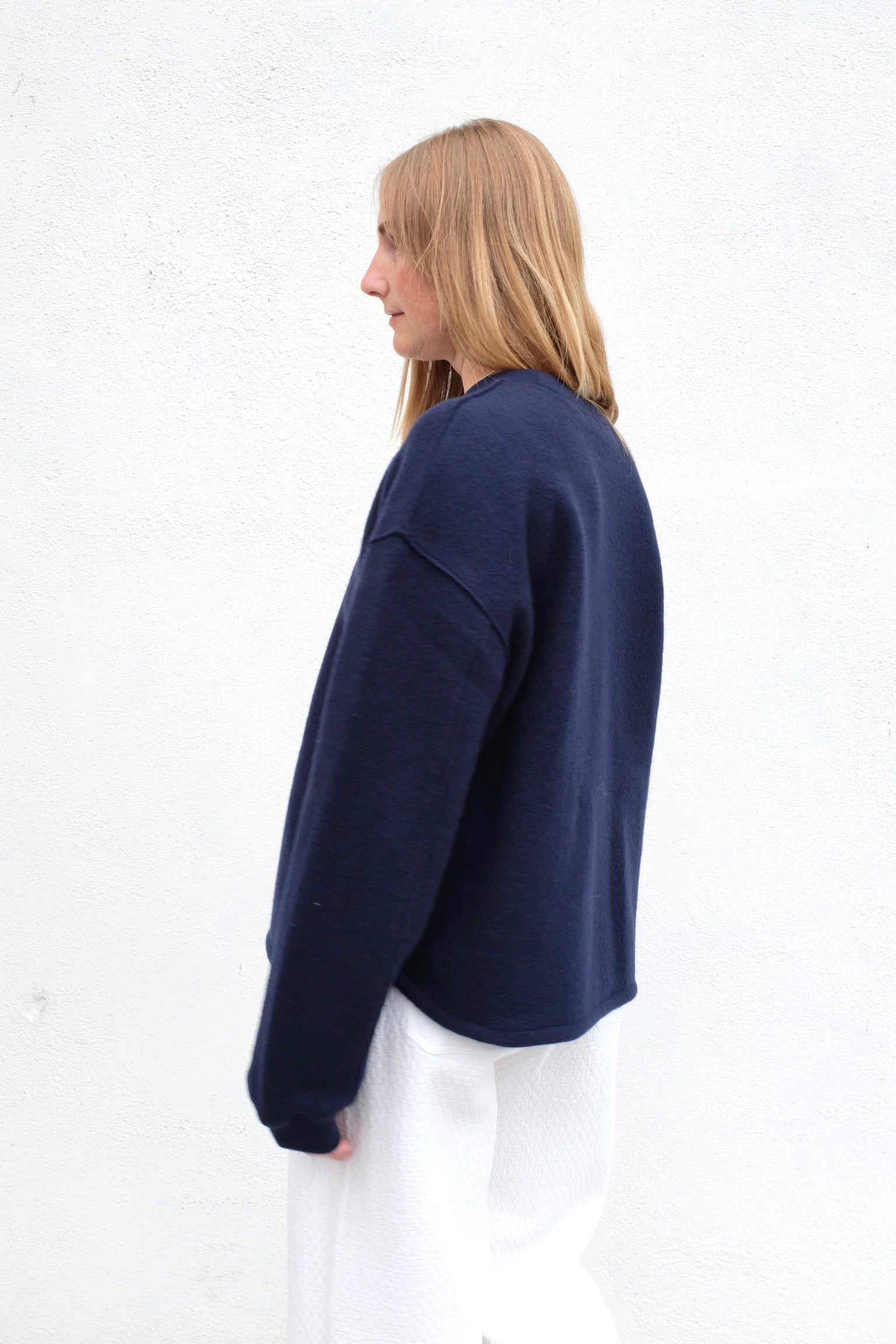 Szeki Boiled Wool Keepsake Sweater / Navy