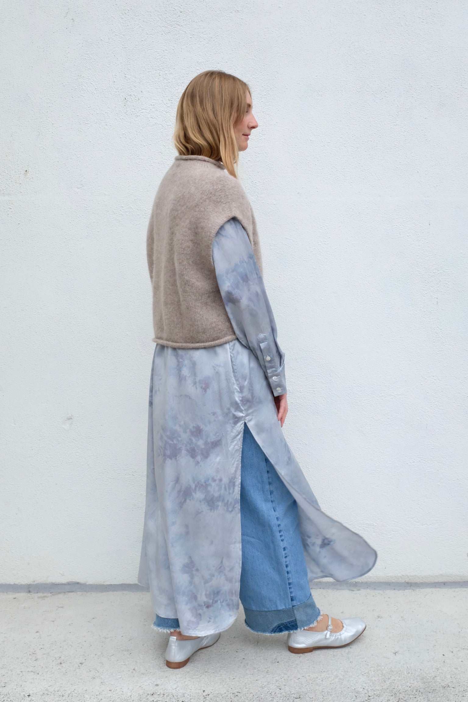 Riverside Tool &amp; Dye Silk Maxi Top / Grey