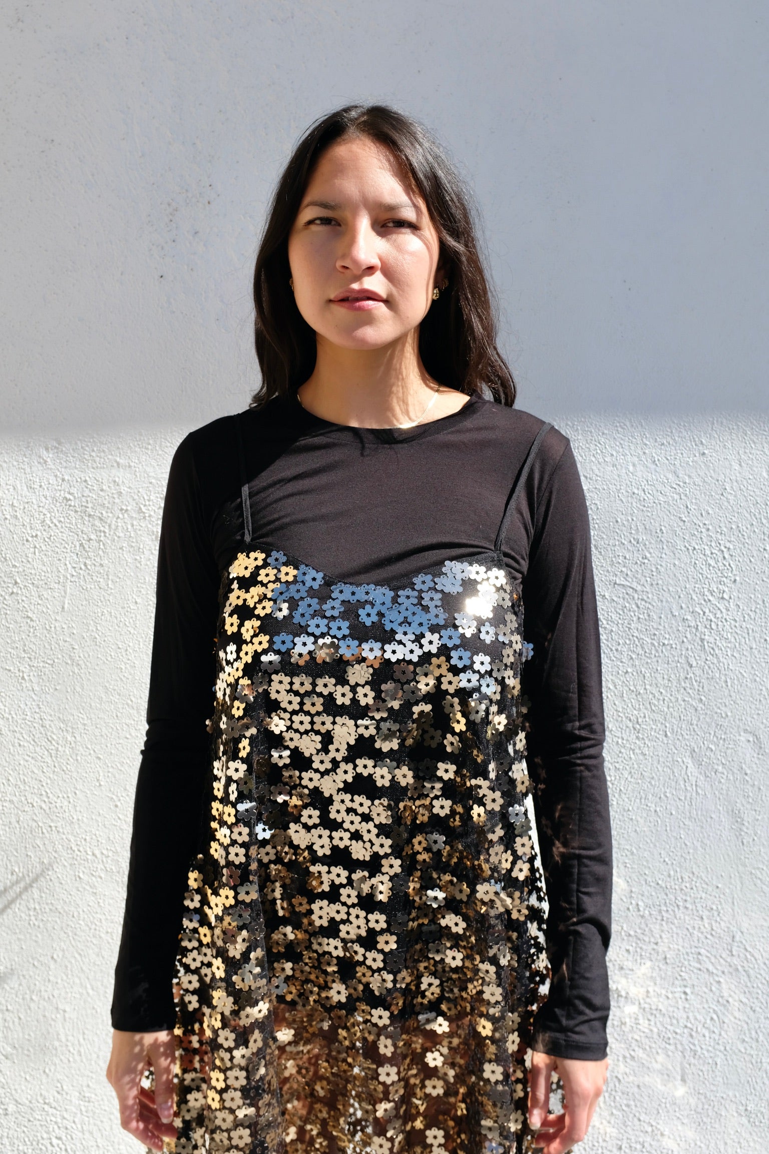 Ali Golden Sequins Dress / Gold Flower