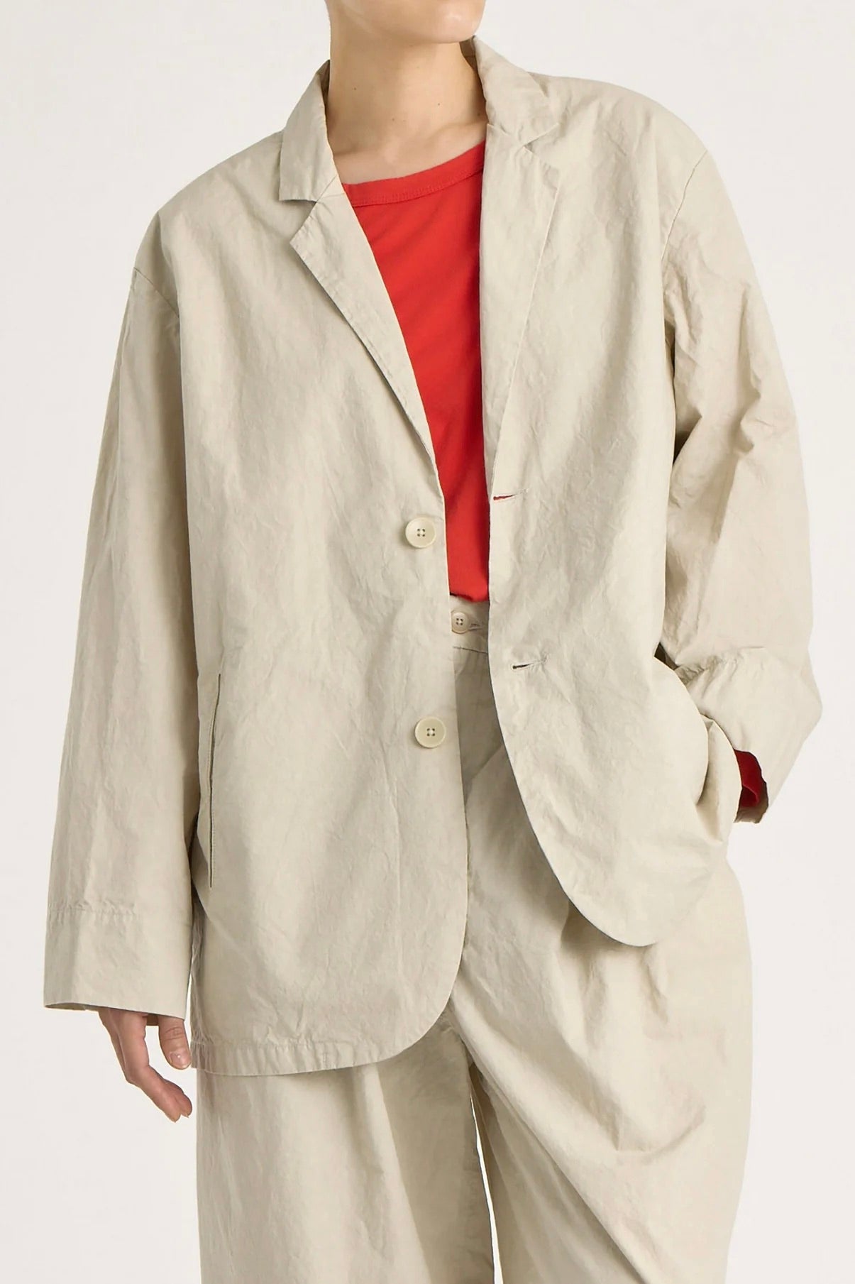 Black Crane Crinkled Blazer / Stone
