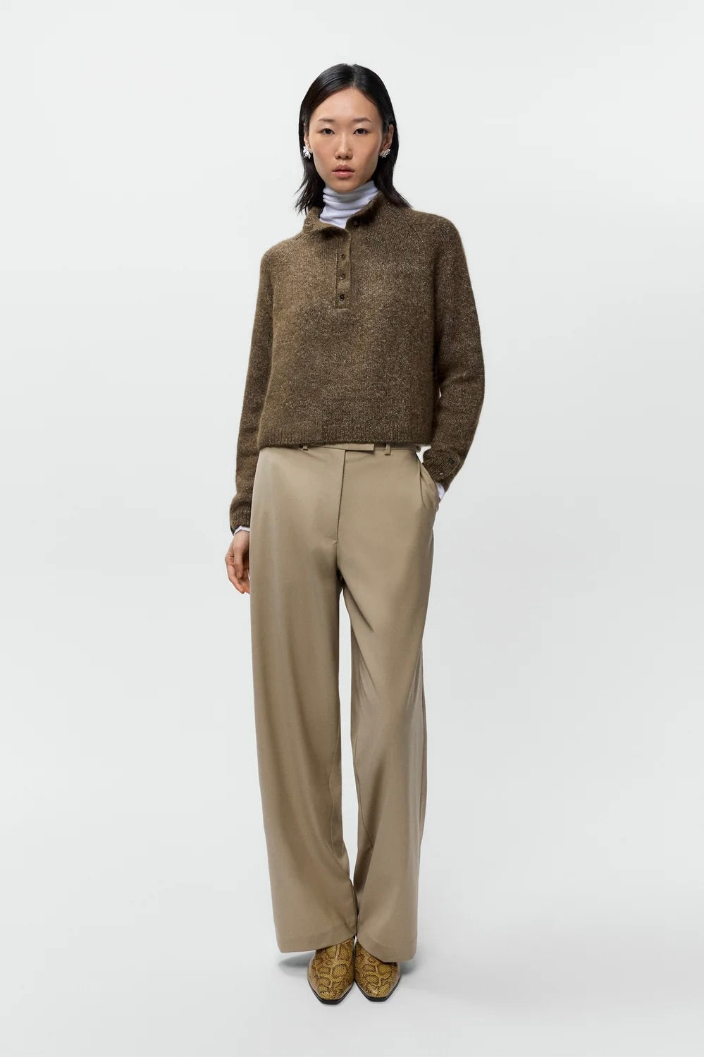 Cordera Melange Polo Sweater / Pardo