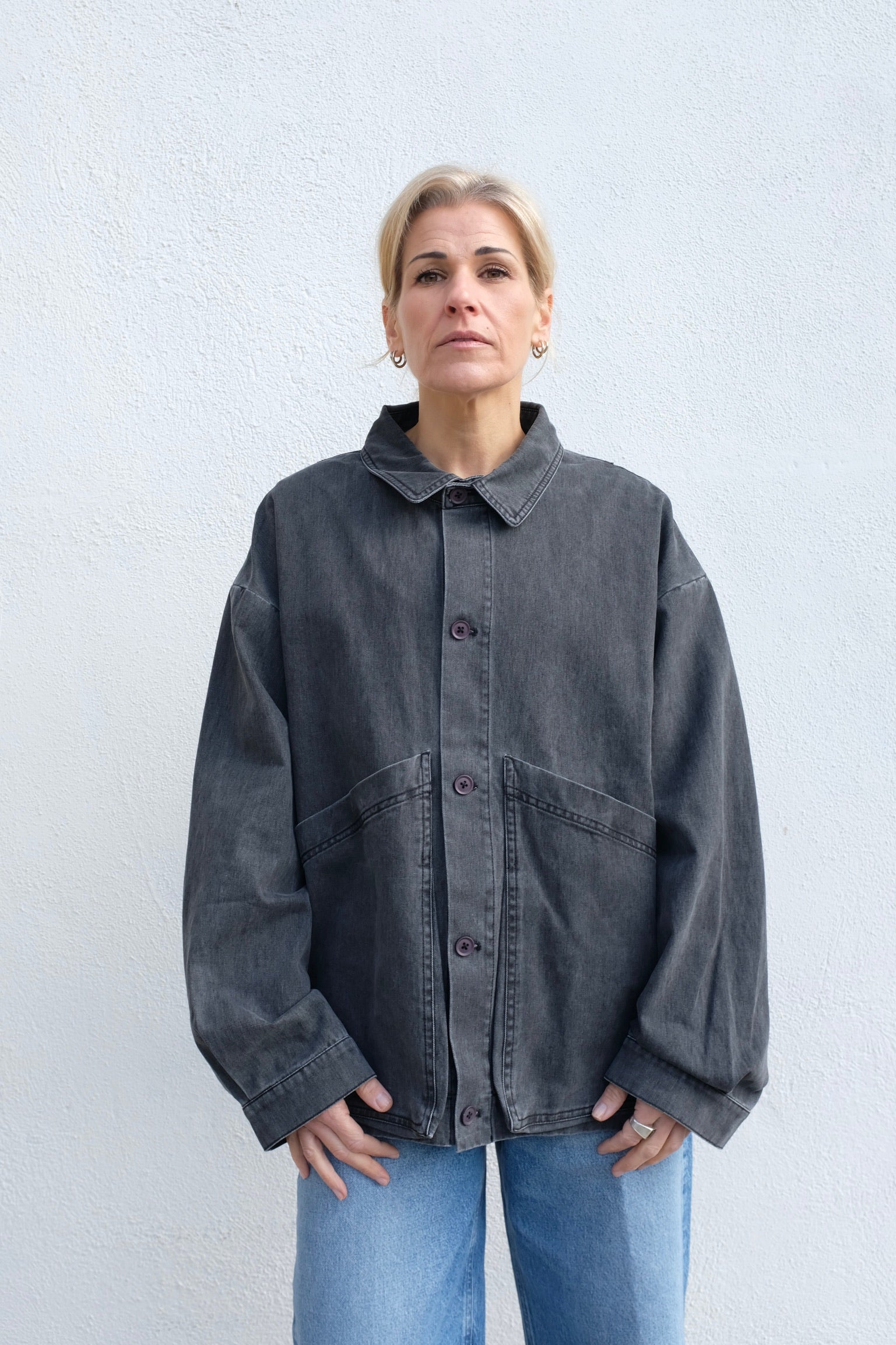 Signature Panel Pockets Jacket / Washed Black