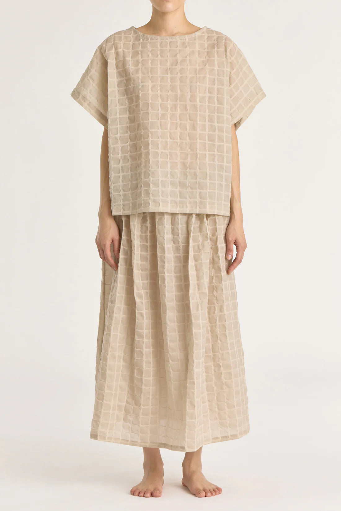 Black Crane Ripple Finish Skirt / Beige