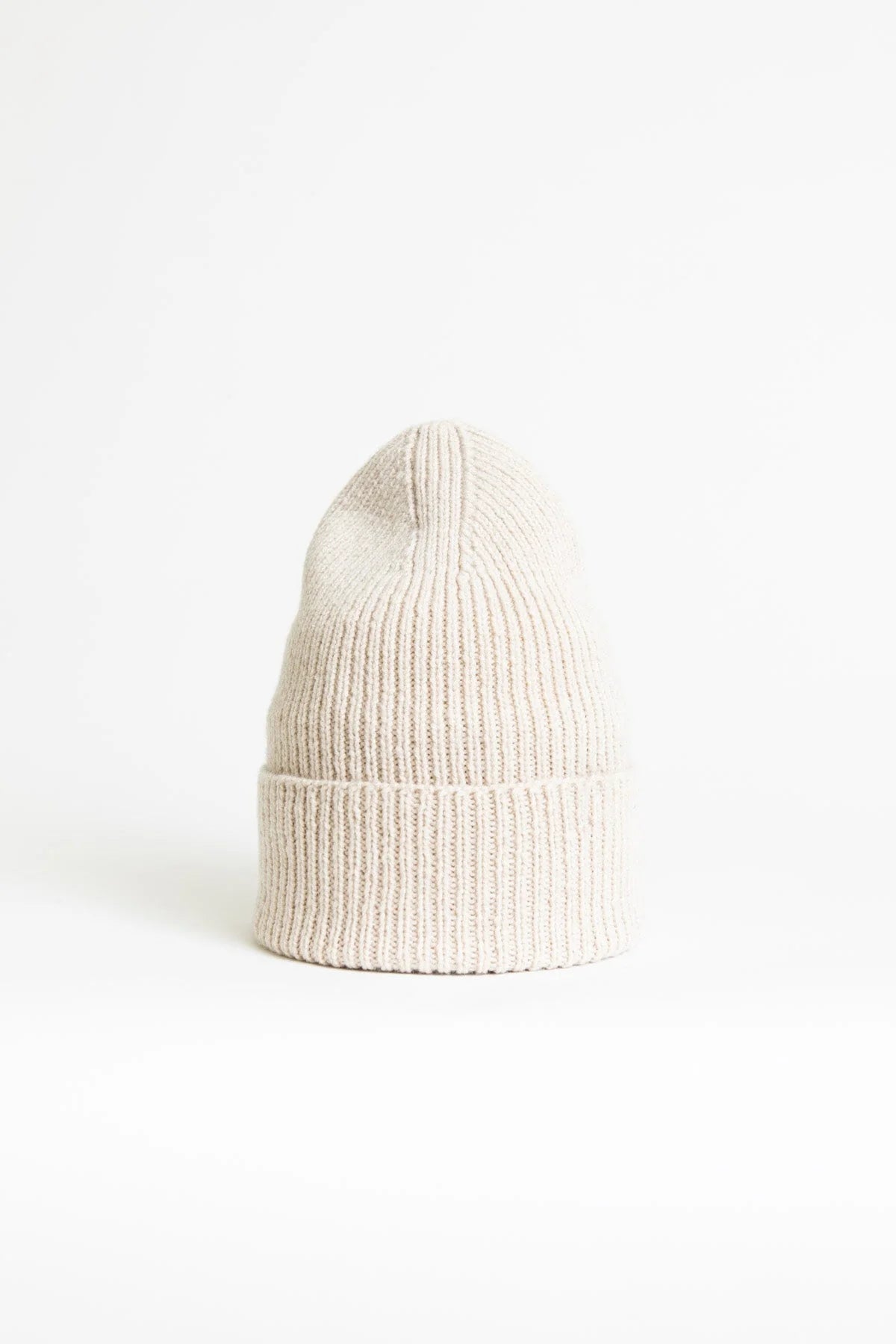 Dinadi Merino Handknit Rib Hat / Almond White