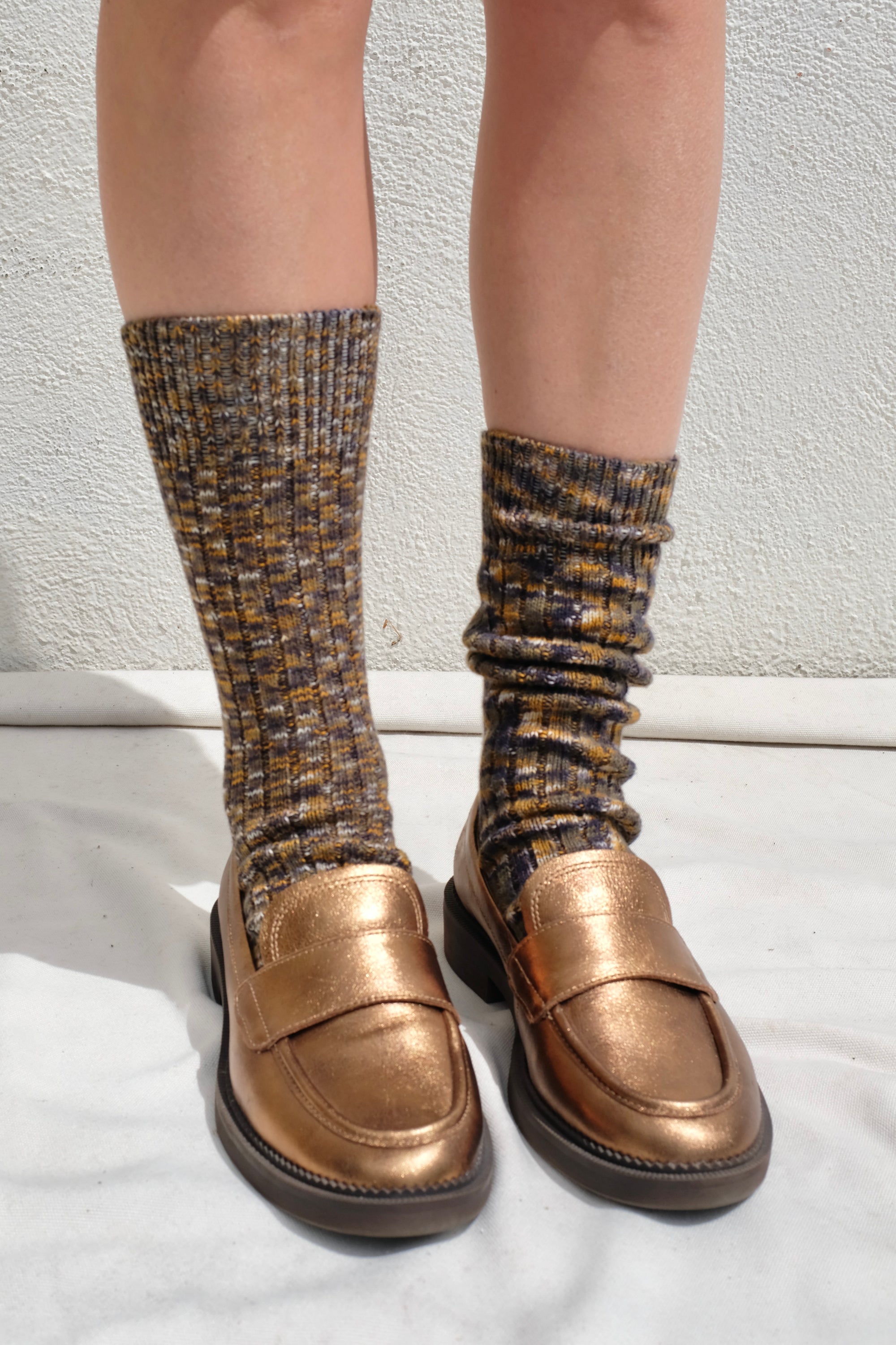 Baserange Twist Overankle Socks / Olive Green Melange