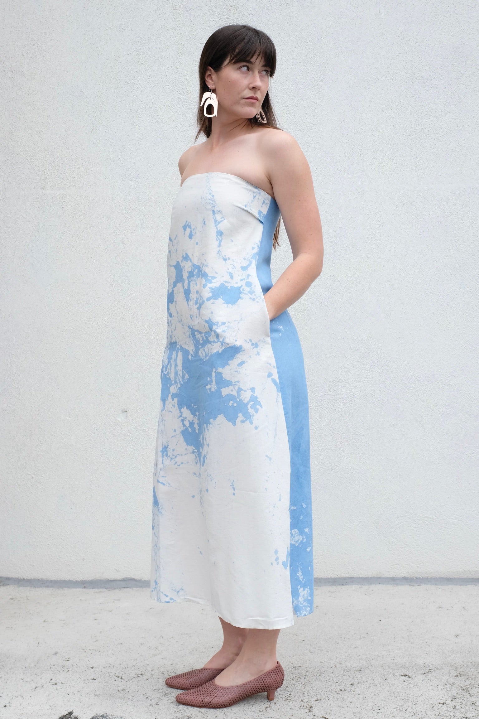 Caron Callahan Mercedes Dress / Blue Tumble Dye
