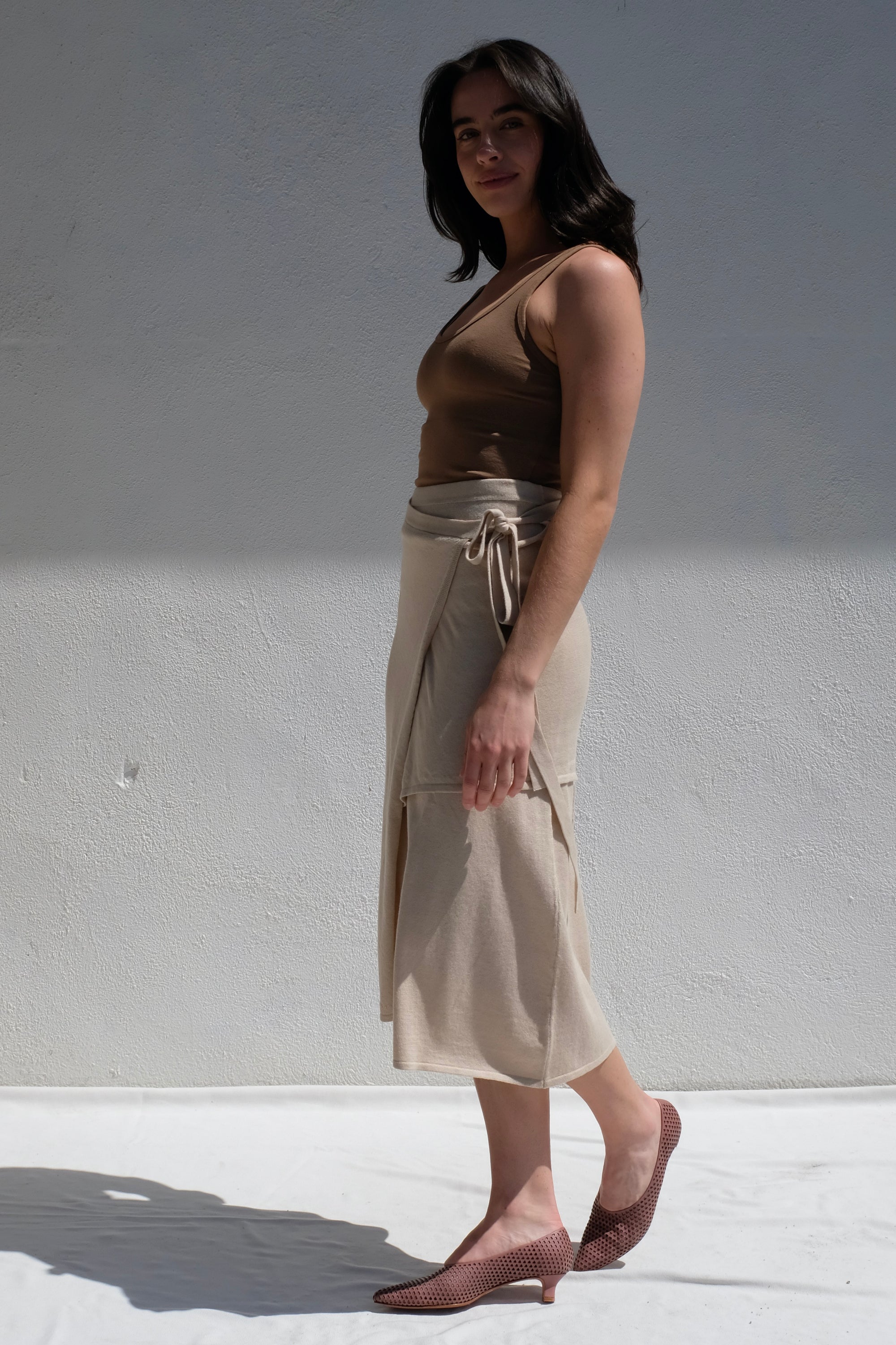 Midi Skirt with Tie / Hay