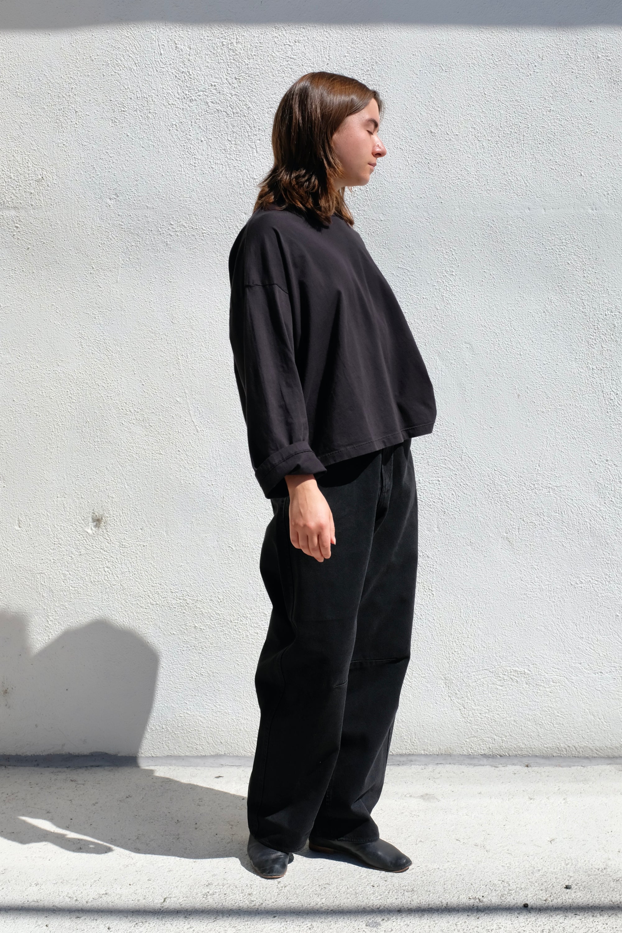 Black Crane Wide Long Sleeve Tee / Black
