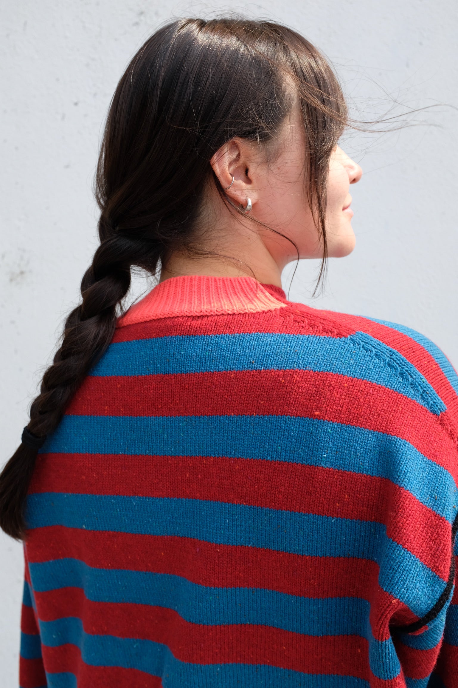 La Fetiche Leslie Loose Fit Sweater / Blue + Red