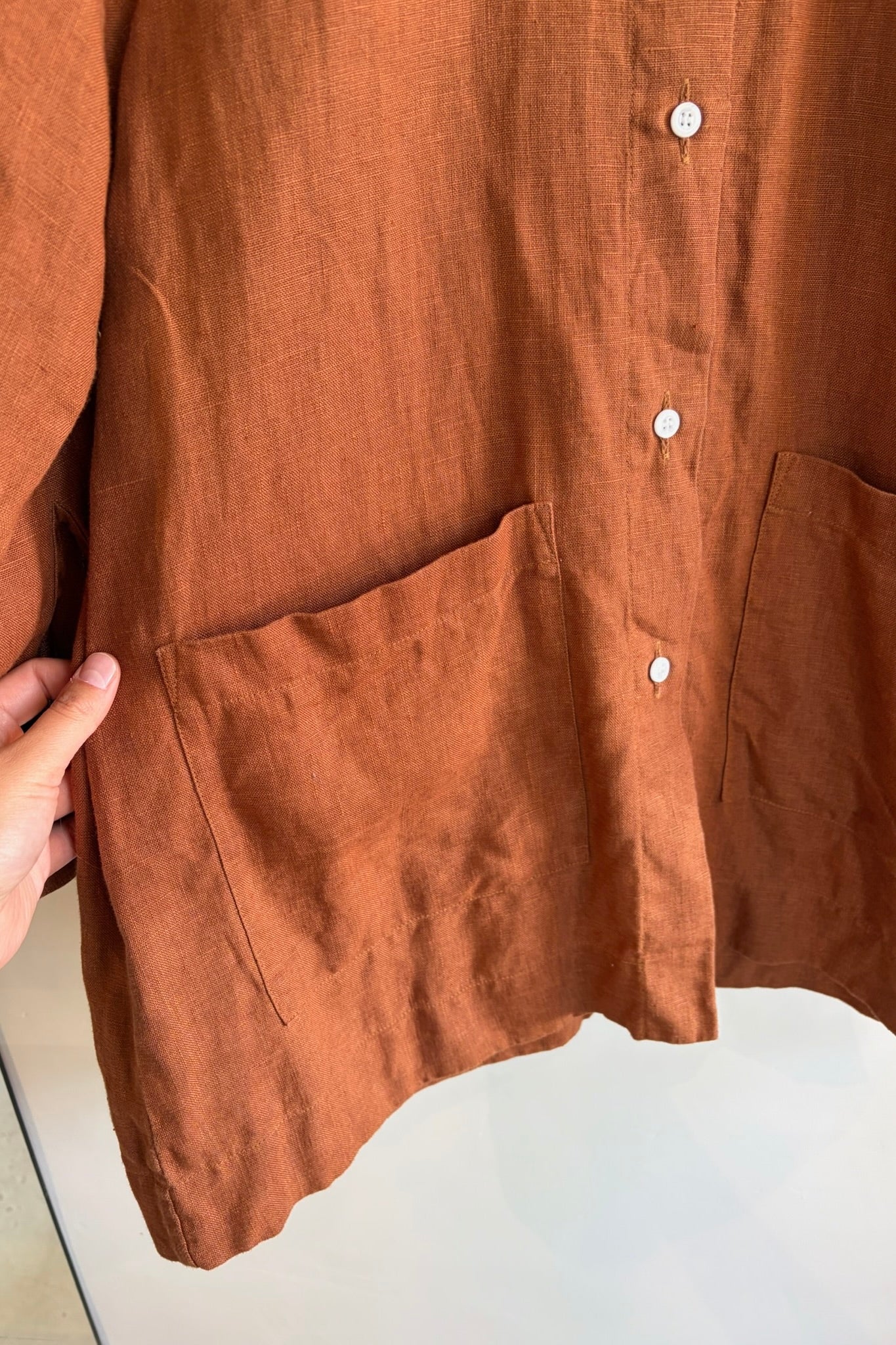 Pre-Loved / Beaton Linen / Linen chore Coat / Rust / Sz Small