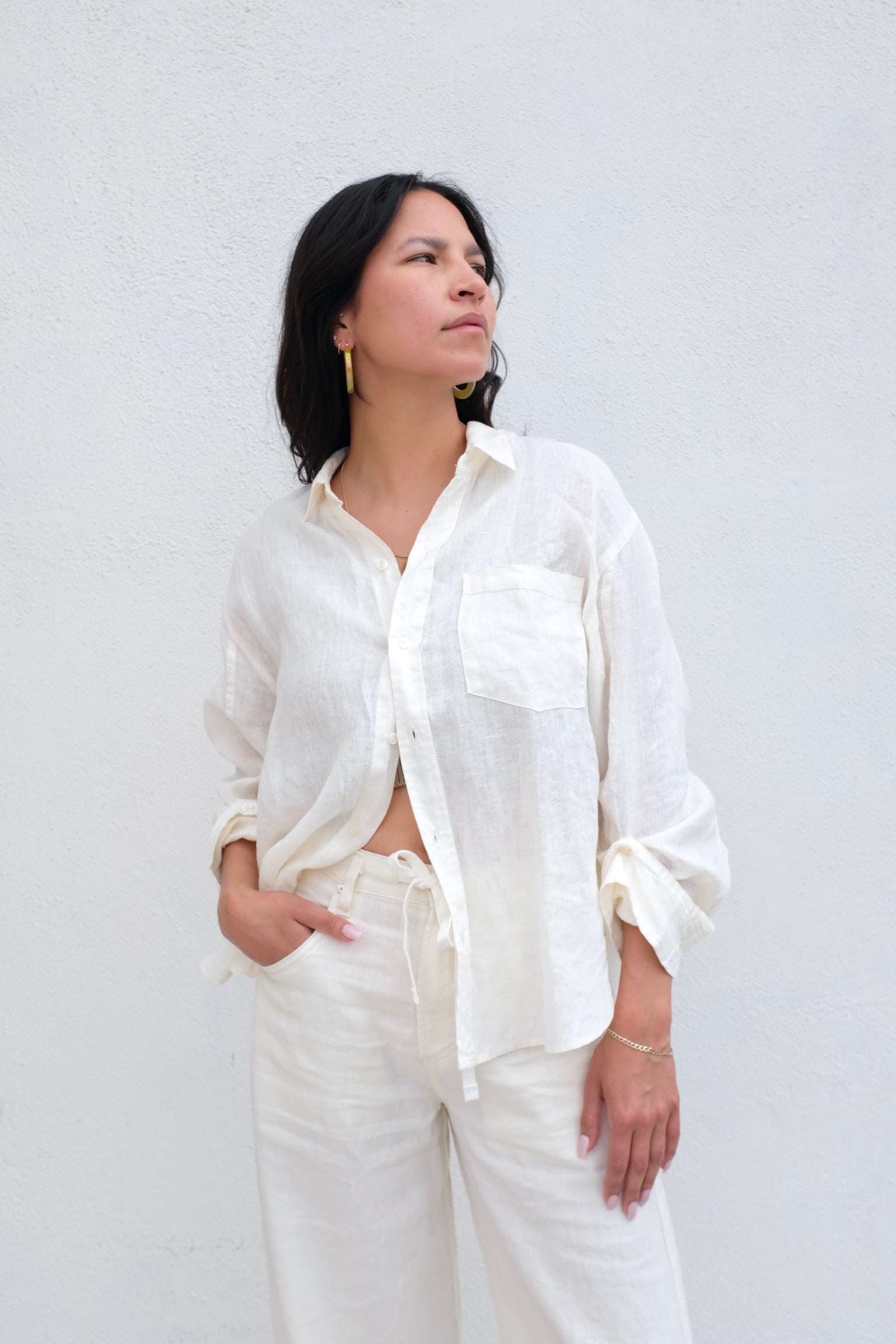 Kayla Shrunken Linen Shirt / Vanilla