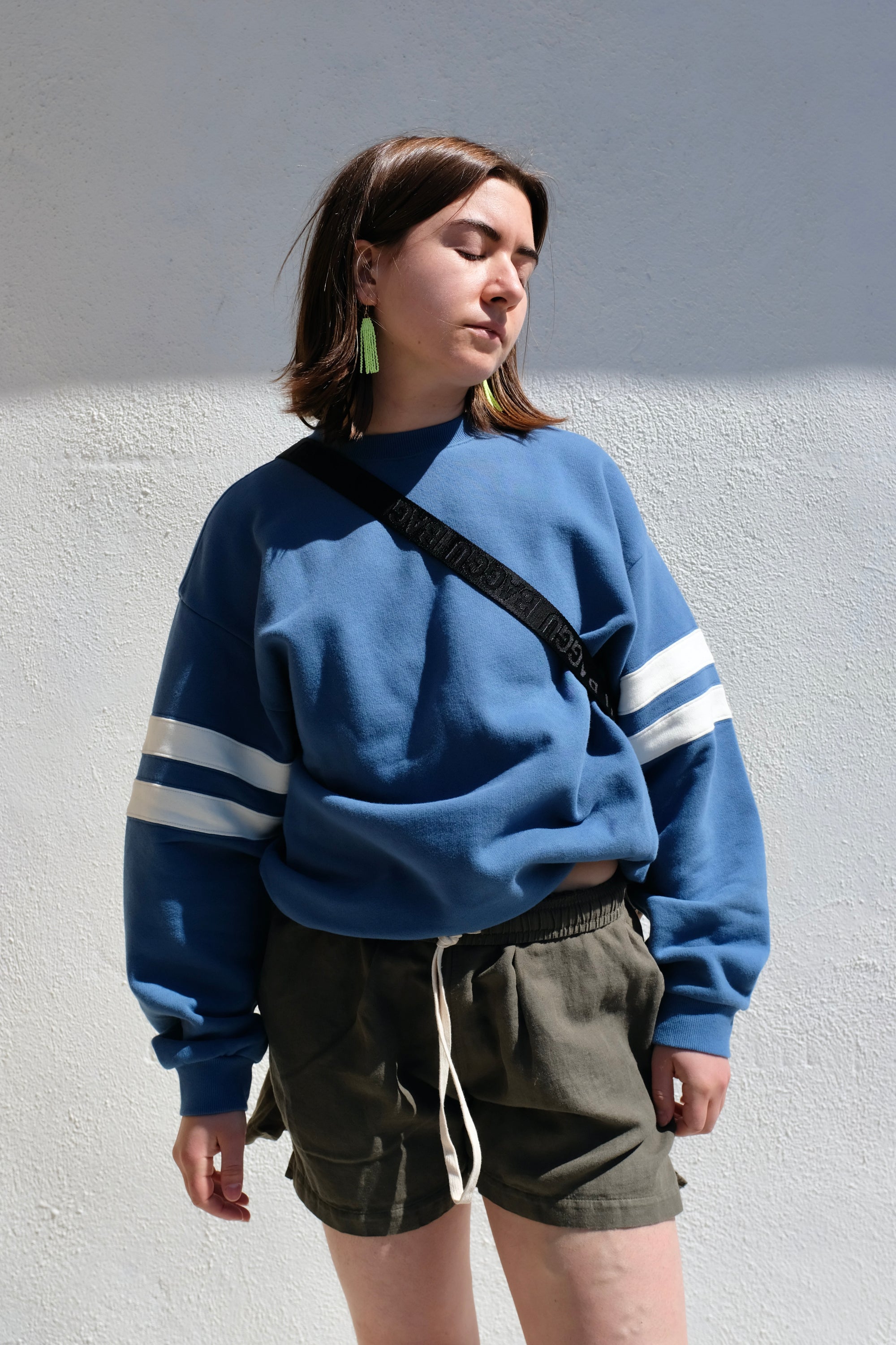 Clare V. Oversized Varsity Sweatshirt / Desert Blue